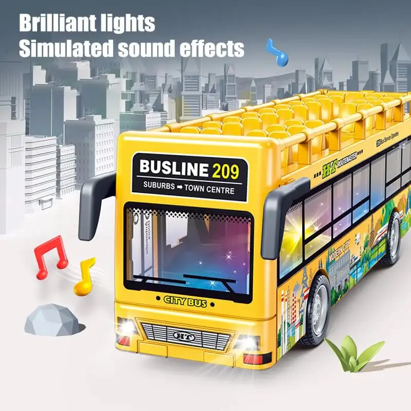 Kinder Simulation Bus Mit Lichter Sound Glatte Action Bus Modell Spielzeug Flexible Inertial Sightseeing Auto Spielzeug Für Kinder Geschenke