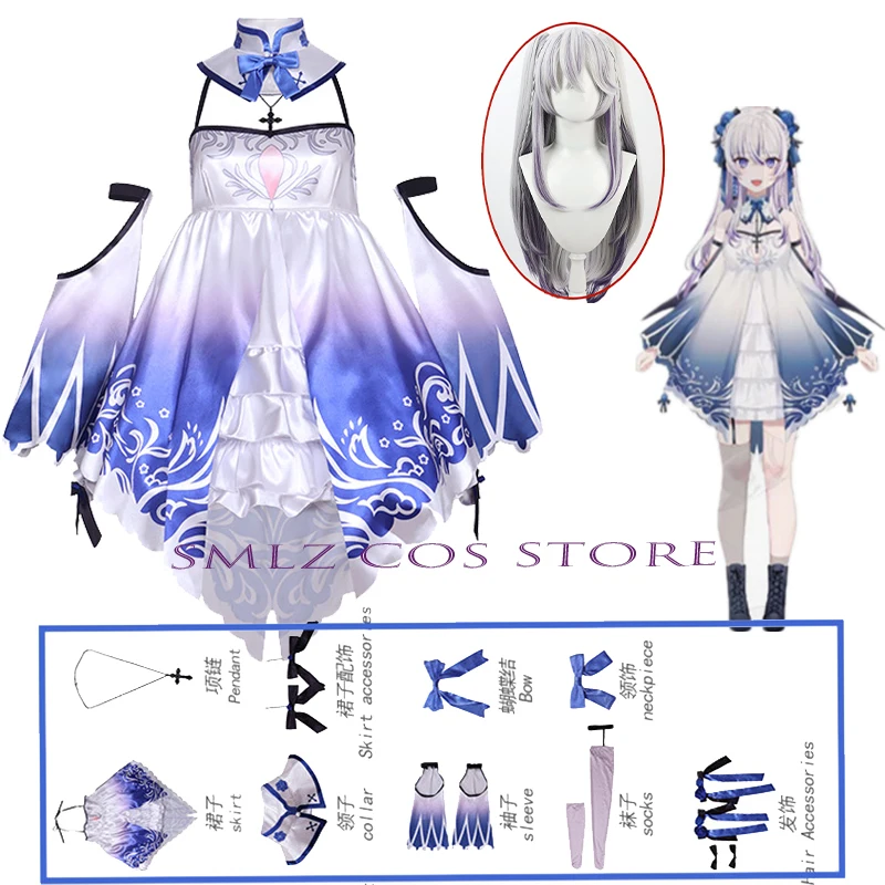 Higashi Yukihasu Cosplay Anime Vtuber Costume 30 W Fans commemorate Higashi Yukihasu Dress Wig Suit Halloween Party Outfit Girl