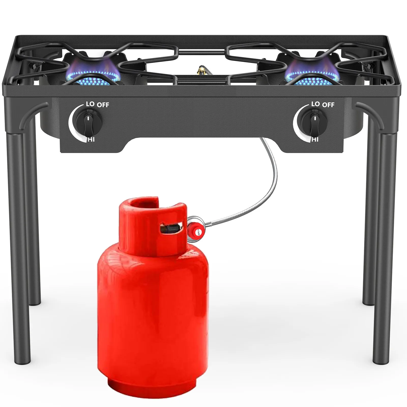 

Portable propane 225,000 BTU burner gas stove, outdoor camping stove, barbecue rack