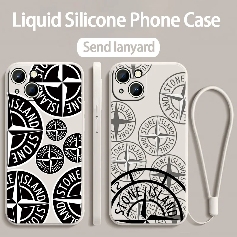 Fashion Ins I-islandS s-stoneS Cover For Apple iPhone 16 15 14 13 12 11 XS X Pro mini Max Plus Liquid Rope Soft TPU Phone Case