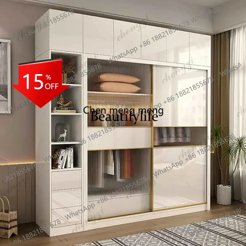 EE182 Sliding Door Tall Wardrobes Orgnizer Aesthetic Stylish Wooden Wardrobe Bedroom Clothes Display Kleiderschrank Bedroom Furn