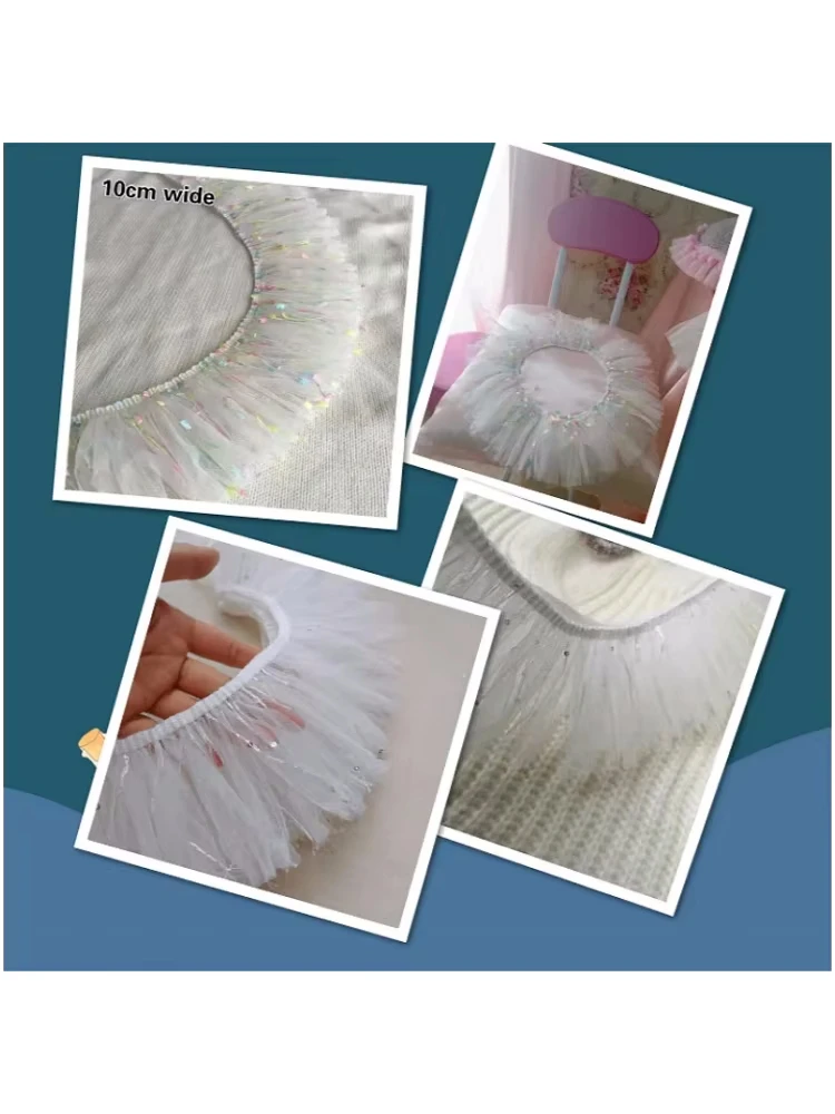 Luksusowy plisowany szyfon wykończenia z tiulowej koronki 3D haftowane wstążki DIY szycia gipiury puszysta sukienka kurtyna pomponem obroża dla zwierząt pompon — zdjęcie 6