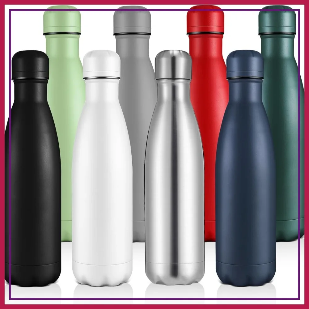 

17oz Stainless Steel Water Bottles Bulk, Leakproof Insulated Metal Bottle for Sports, Travel, Adult, 1/4/8 Pack (Assorted)