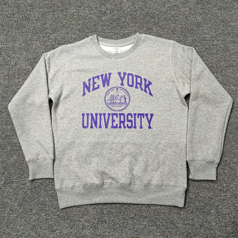 

Толстовка свободного кроя с длинным рукавом и флисовой подкладкой NYU, повседневная футболка с принтом, куртка для студентов на осень, весну, зиму