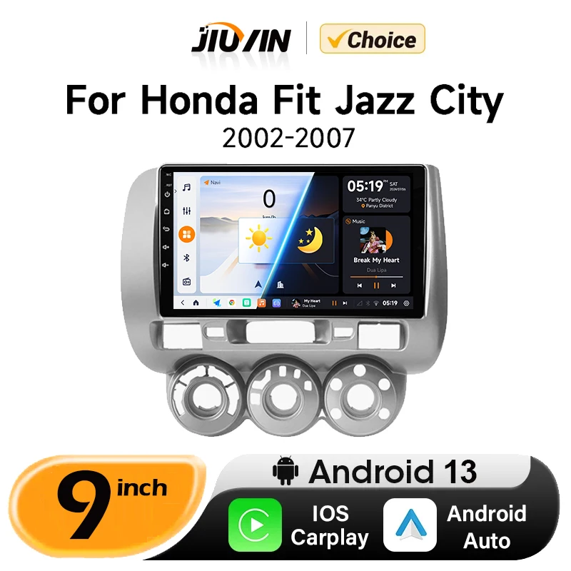 

JIUYIN 9" Car Radio For HONDA FIT JAZZ RHD 2002 2003 2004 2005 2006 2007 Android 13 Multimidia Video Player Head Unit Carplay