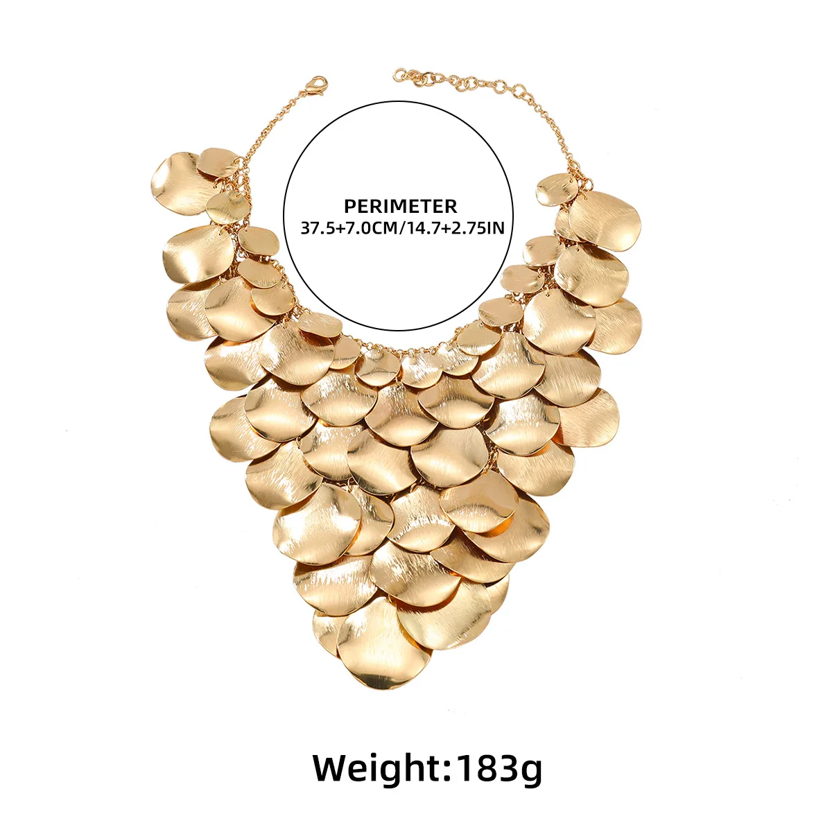 2026 Neues Design Metallplatte Fischschuppen-Wasserfall-Quasten-Halsketten für Damen, auffälliger Schmuck, Halsaccessoires für Feiertage und Partys – Detail 1