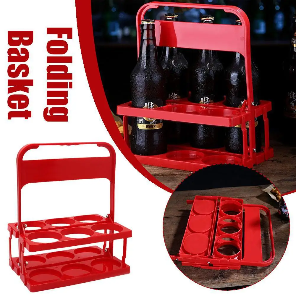 

6 Hole Plastic Beer Bottle Holder Foldable Portable Beer Drinks Liqueur Organizer Wine Storage Carrier Rack Picnic Beverage F5A9