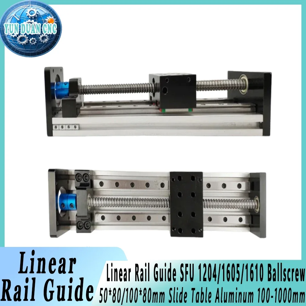 

Double Square Linear Guide Sliding Table SFU 1204/1605/1610 100-1000mm Stroke Ball Screw Platform XYZ Axis Stage 2/4PCS Sliders