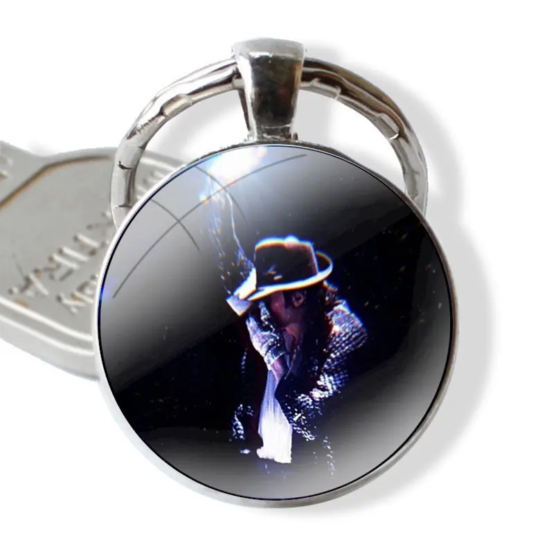 Keychain Handmade Glass Cabochon Key Ring Holder Pendant Key Chains Michael Jackson