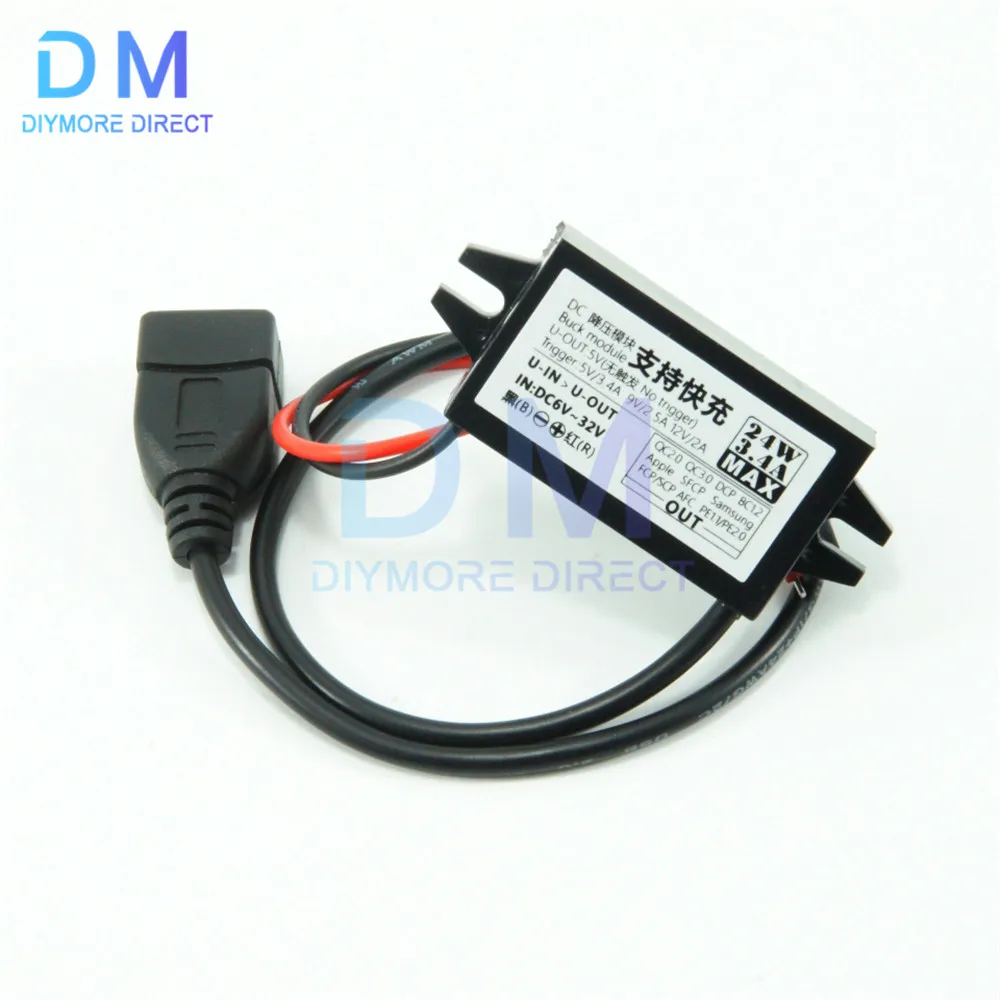 12V 24V ~ 5V 3A 24W 스텝다운 DC DC 컨버터 12V ~ 5V 24W 자동차 LED 전원 공급 장치