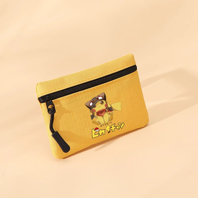 Pokemon Pikachu Ox Cloth Zipper Coin Purse Casual Card Wallet Small Item Bags Women Solid Color Waterproof Card Storage Bag Gift view 4