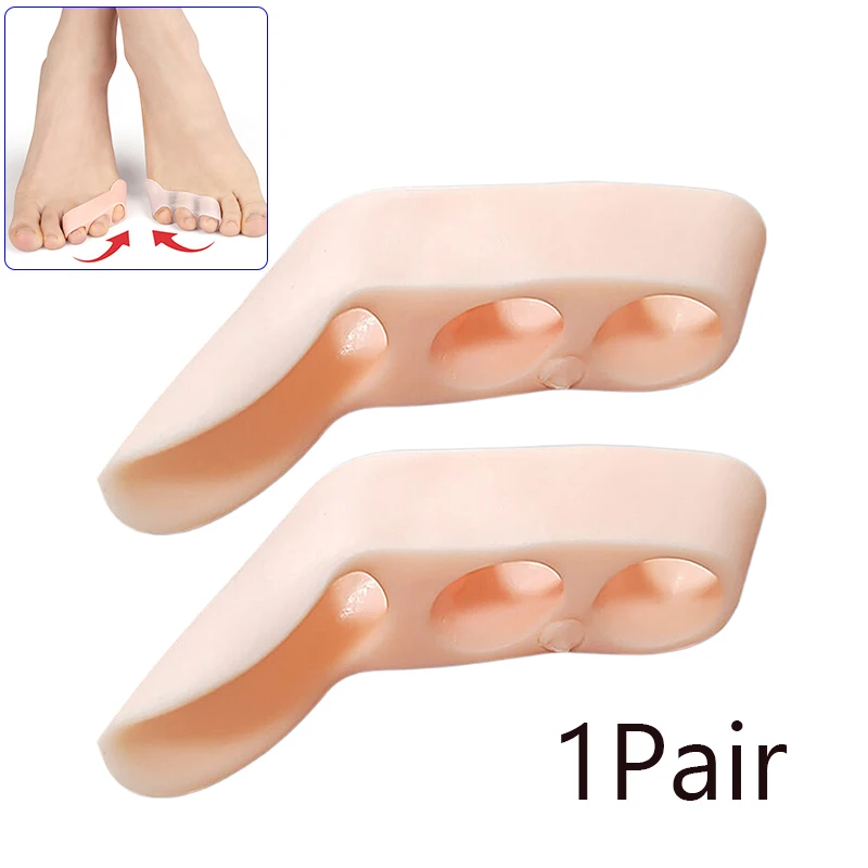 

2 шт., разделитель мизинцев с тремя отверстиями, корректор бурсита большого пальца стопы, облегчение боли, разделитель маленького пальца, защита для ухода за ногами, прокладка
