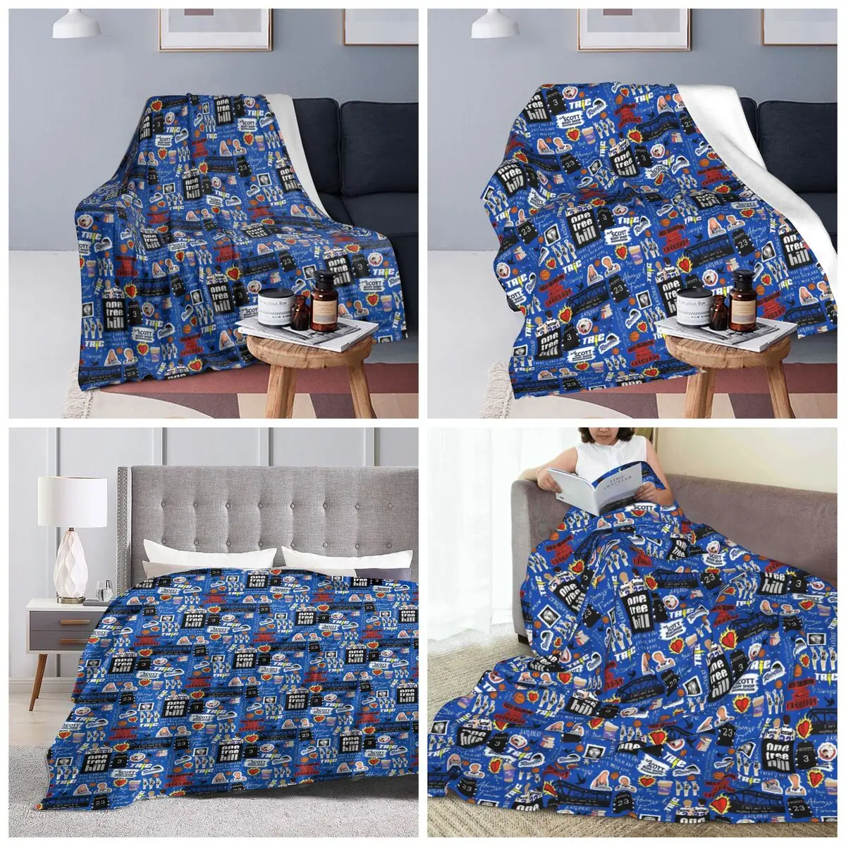 One Tree Hill Collage Vintage TV-Inspired Fan Art Design Blankets Soft Warm Flannel Throw Blanket Bedding  Bed Travel Home Couch