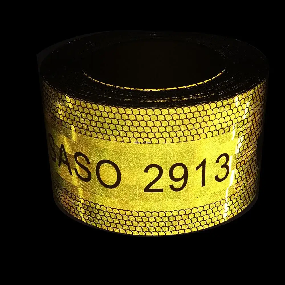 7.5CM*5M SASO 2913 Reflective Tape Truck Plating Aluminium Adhesive Sticker Reflectors Vehicle Waterproof Strip For Saudi Market