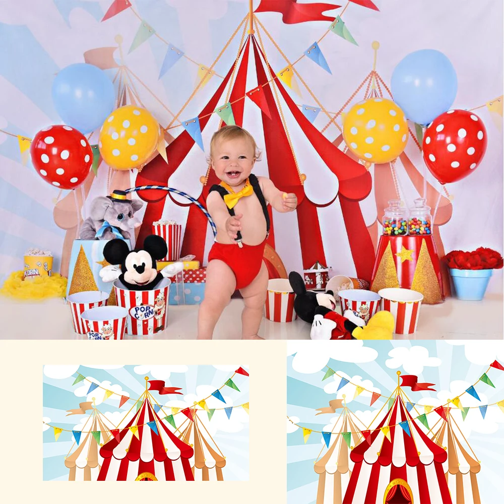 Mocsicka circo pano de fundo tendas de circo carnaval fundo crianças festa de aniversário banner primeiro aniversário bolo quebra foto fundo