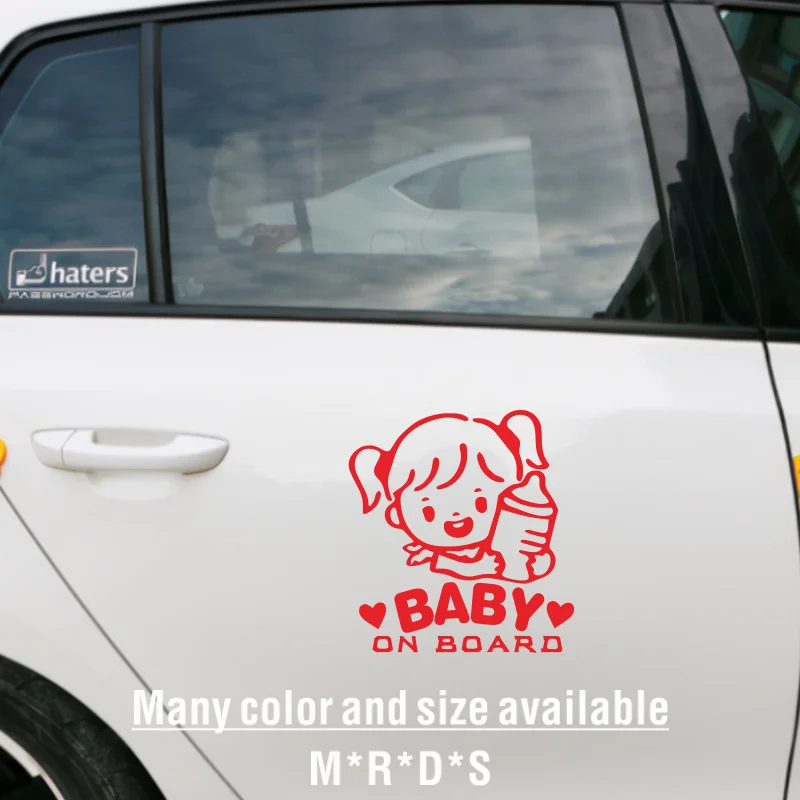 

Girl Holding Bottle Car Stickers For Car Window Reflective Warning Car Sticker Waterproof Vinyl Baby in The Car Series Decal #82