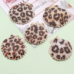 Fashion Leopard Print Pattern Conch Scallop Pendant Creative Fan-shaped Shell Summer Beach Necklace Accessories Jewelry Making