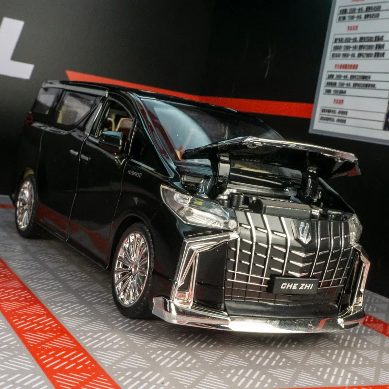 1:24 Toyota Alphard puertas de modelo de coche de aleación y capó de motor, el maletero se puede abrir como regalo de cumpleaños para amigos