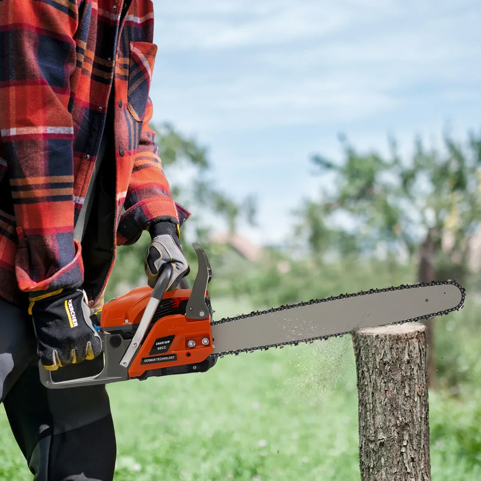 

60CC Gas Chainsaws,2 Stroke Power Chain Saws,22 Inch Petrol Gasoline Chain Saw,Single Cylinder,Air-cooled,Hand Pull Start