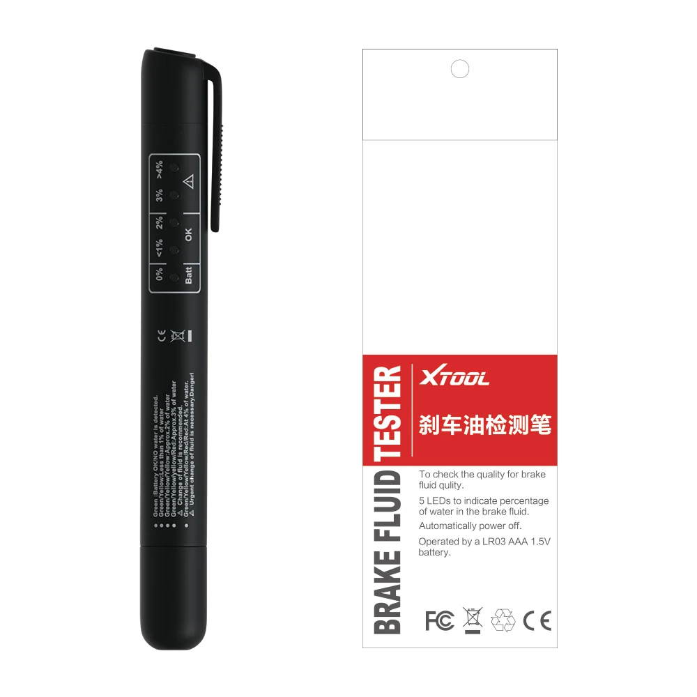 Automatic Liquid Detection Brake Fluid Tester Pen Brake Fluid Tester Digital 5 DOT3/DOT4 LED Indicator Shows Electronic Pen