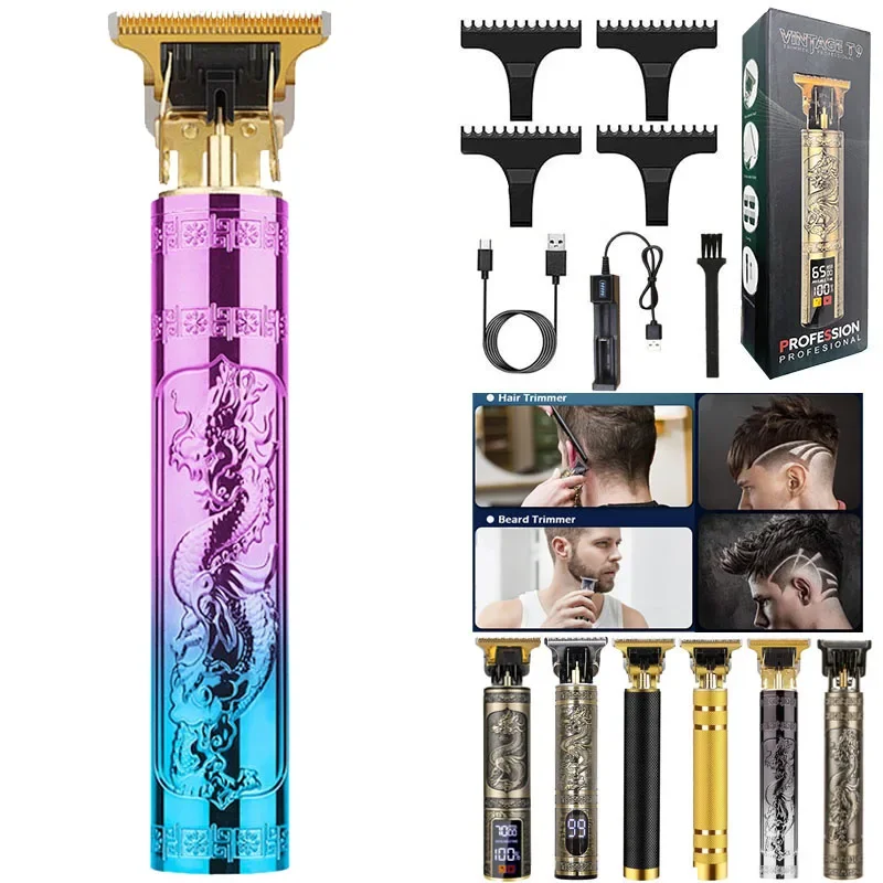 Vintage Electric Professional Wireless Usb Rechargeable Accessories Men Beard Barber Shop Hair Cutting Shaving Finishing Machine