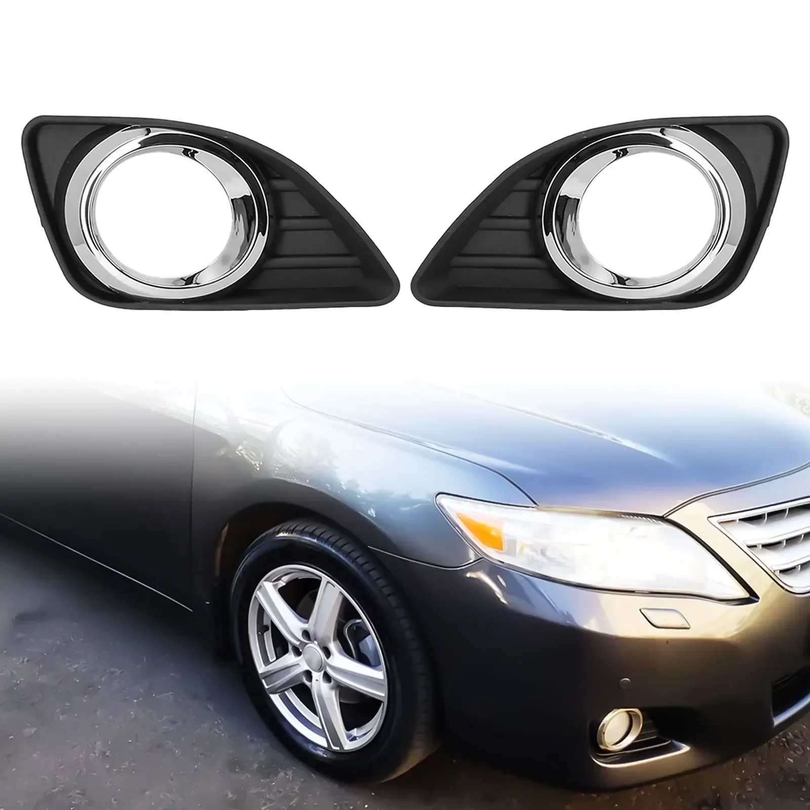 

Car Fog Light Cover Set Driver And Passenger Side For-Camry 2010-2011 ABS Car Fog Lights Frame Front Bumper Bezel Lamp Cover