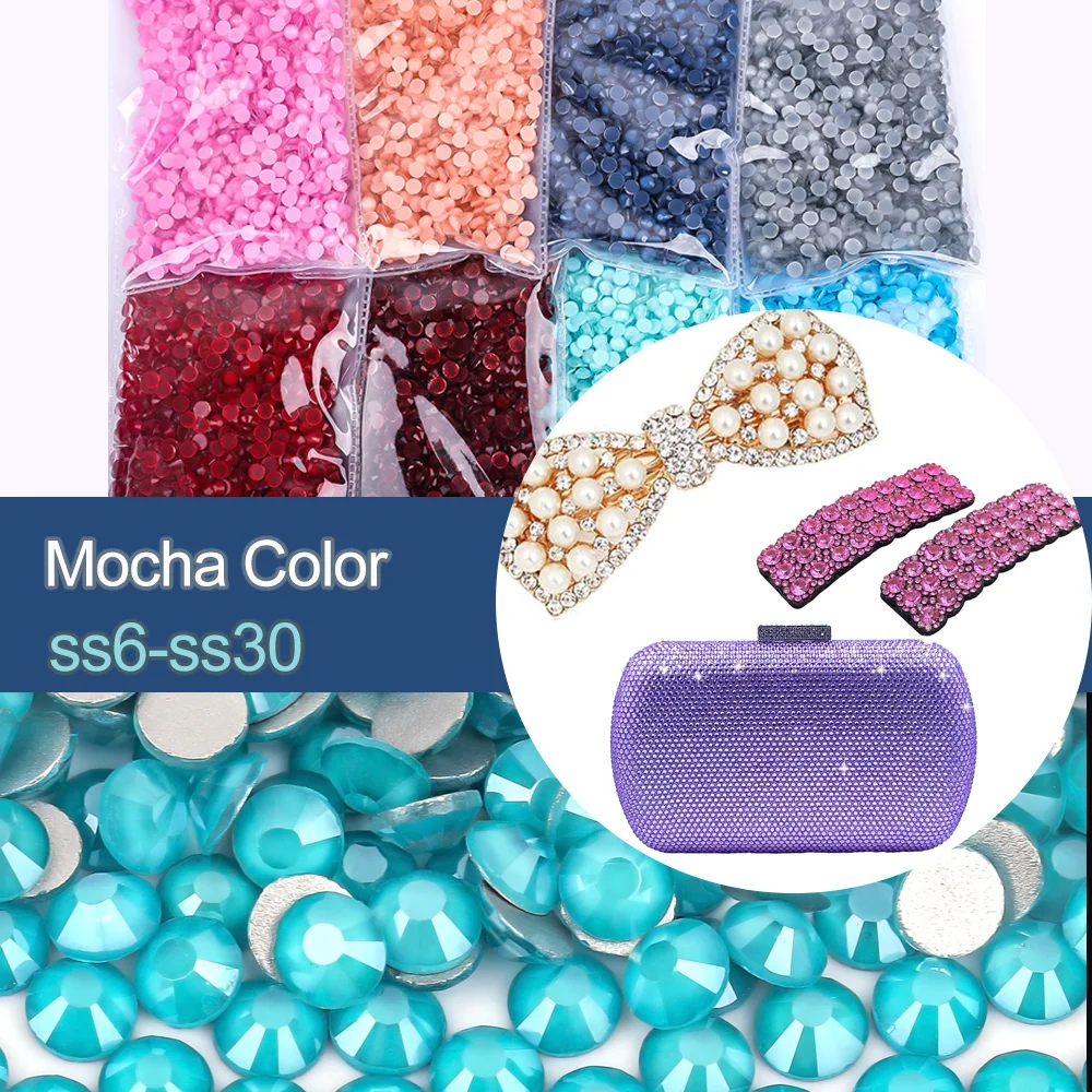 

SS6-SS30 Mocha Color Glitter Glass Flatback Rhinestones Non Hotfix Rhinestone for Nails charms стразы Diamond Art