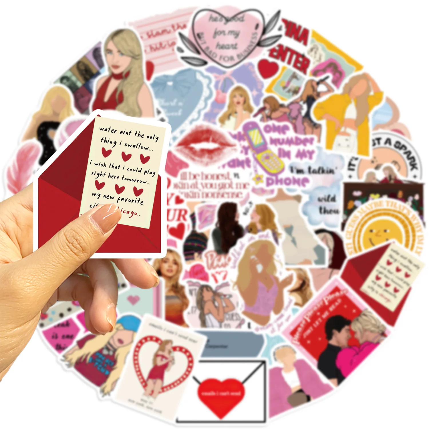 50PCS Sabrina Carpenter Singer Cartoon Waterproof Sticker Decoration DIY Notebook Mobile Guitar Water Cup Suitcase Graffiti Toys