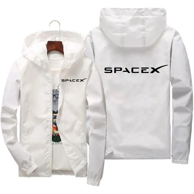 2025 New Mens SpaceX Space X Logo Hooded Sweatshirts Print Casual Spring and Fall Protective Running Suits Sports Coats Zipper