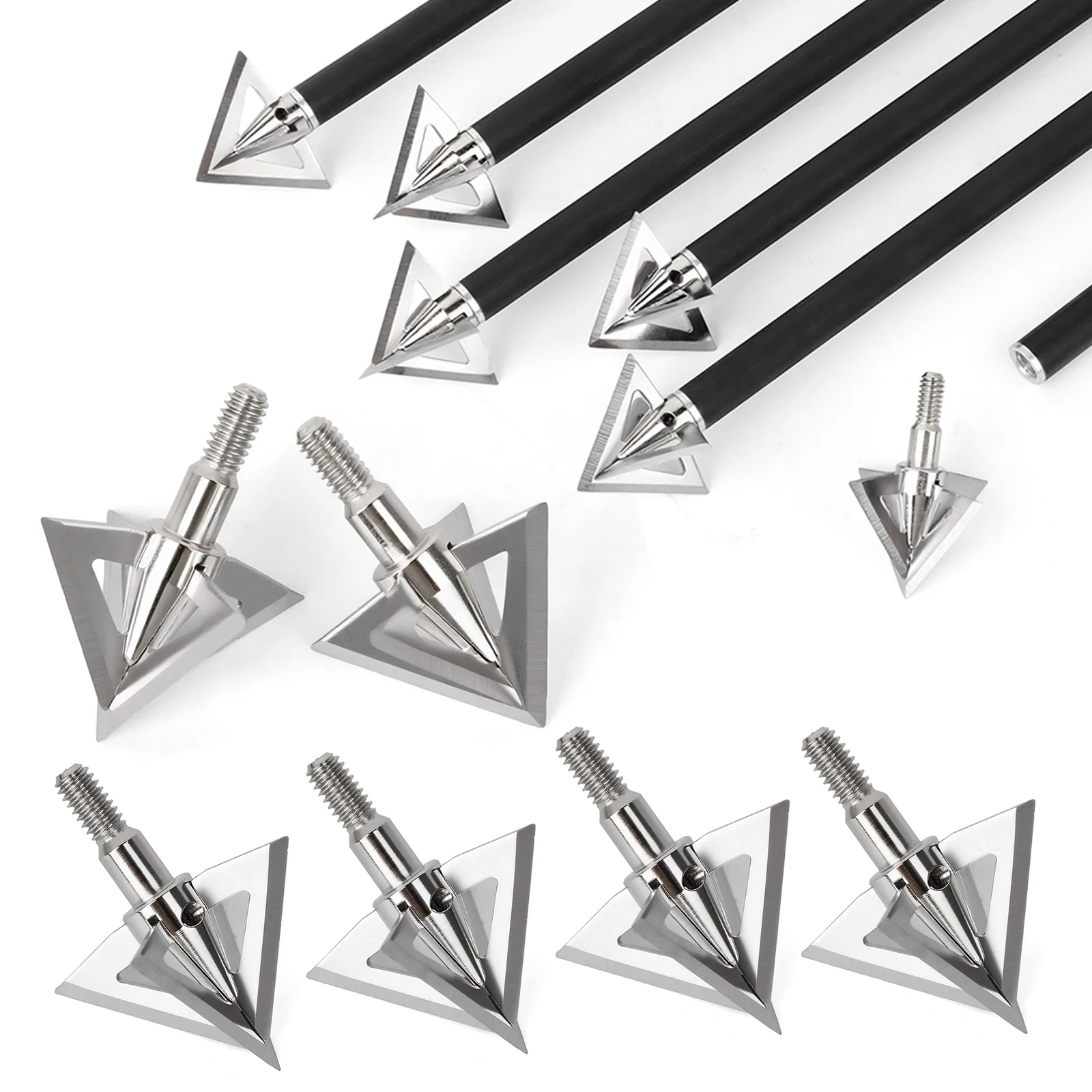 

6/12 Hunting Arrows Tips 4 Blade Arrow Points for Recurve and Compound Bow Wilderness Hunting Outdoor Archery Broadheaded