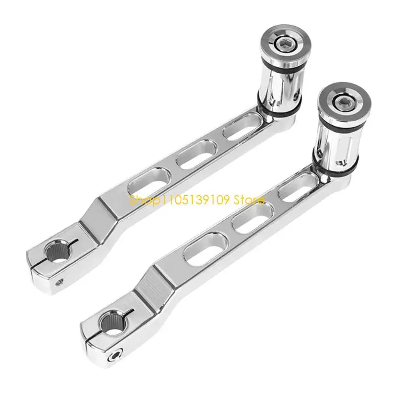 P5ED Motorcycle Shifter Lever Assembly Set, Front and Rear Machined Metal Pair with Rubber Grip Peg Detail for Maintenance