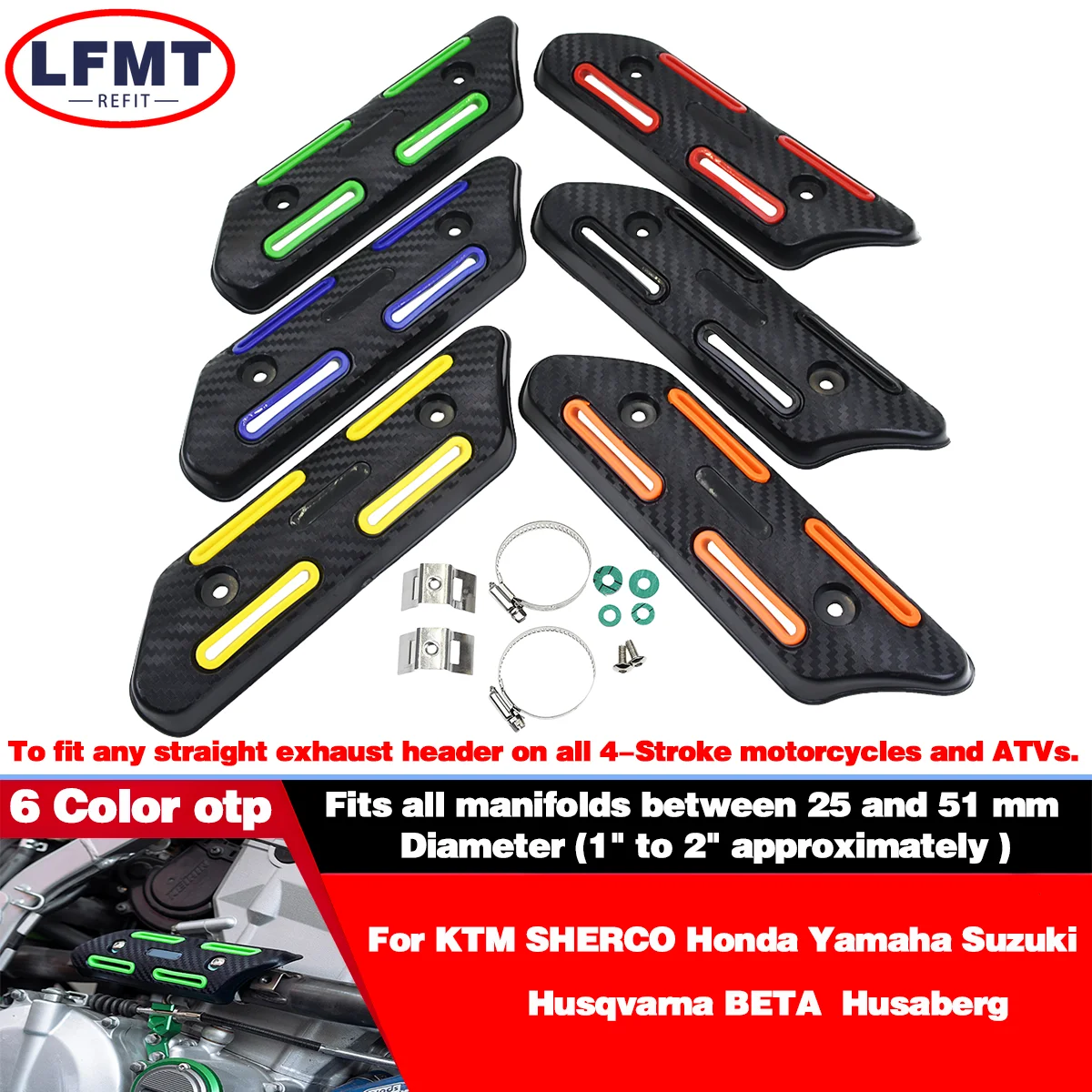 

Motorcycle Exhaust Heat Shield PPS Plastic Protection Muffler Pipe Cover Guard For KTM Yamaha Kawasaki EXC YZ WR KX F Universal