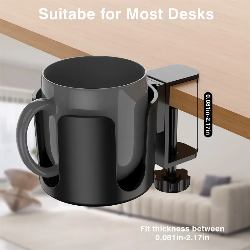 Clamp‑On Desk Cup Holder Punch‑Free Mount Mug Bracket Household Water Cup Storage Rack Desktop Organizer Accessory