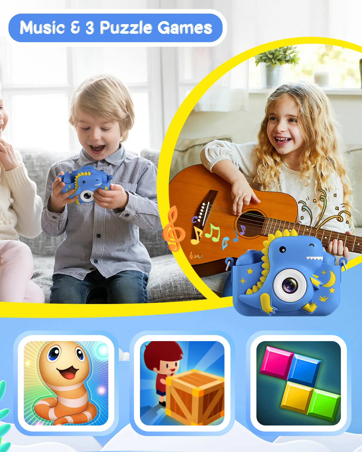 恐竜キッズカメラ 1080P HD Selfie カメラポータブル幼児デジタルカメラおもちゃギフト女の子男の子のための年齢 3-12