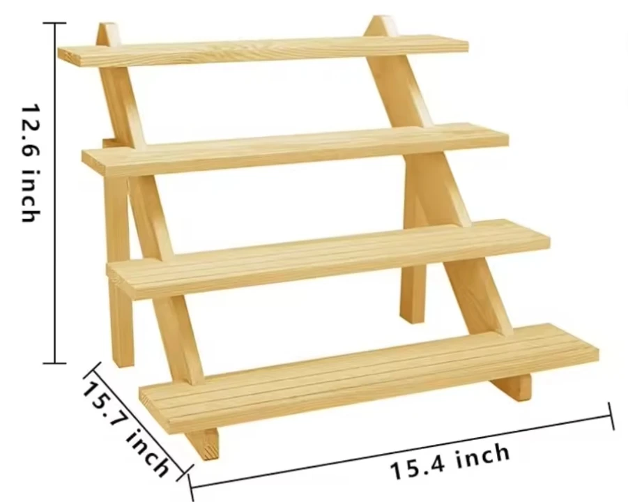 Wood layered acrylic display rack 4 layers perfume storage rack, counter display decoration