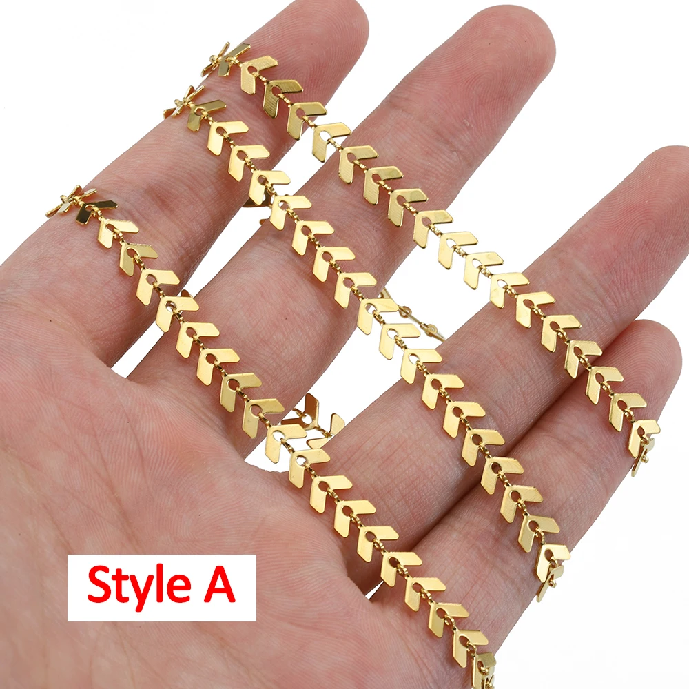 Image 4: Chaînes en acier inoxydable de 2 mètres/1 mètre, ne se décolore pas, couleur or, feuilles d'avion, pour la fabrication de bijoux, fournitures de bracelets et de colliers à faire soi-même