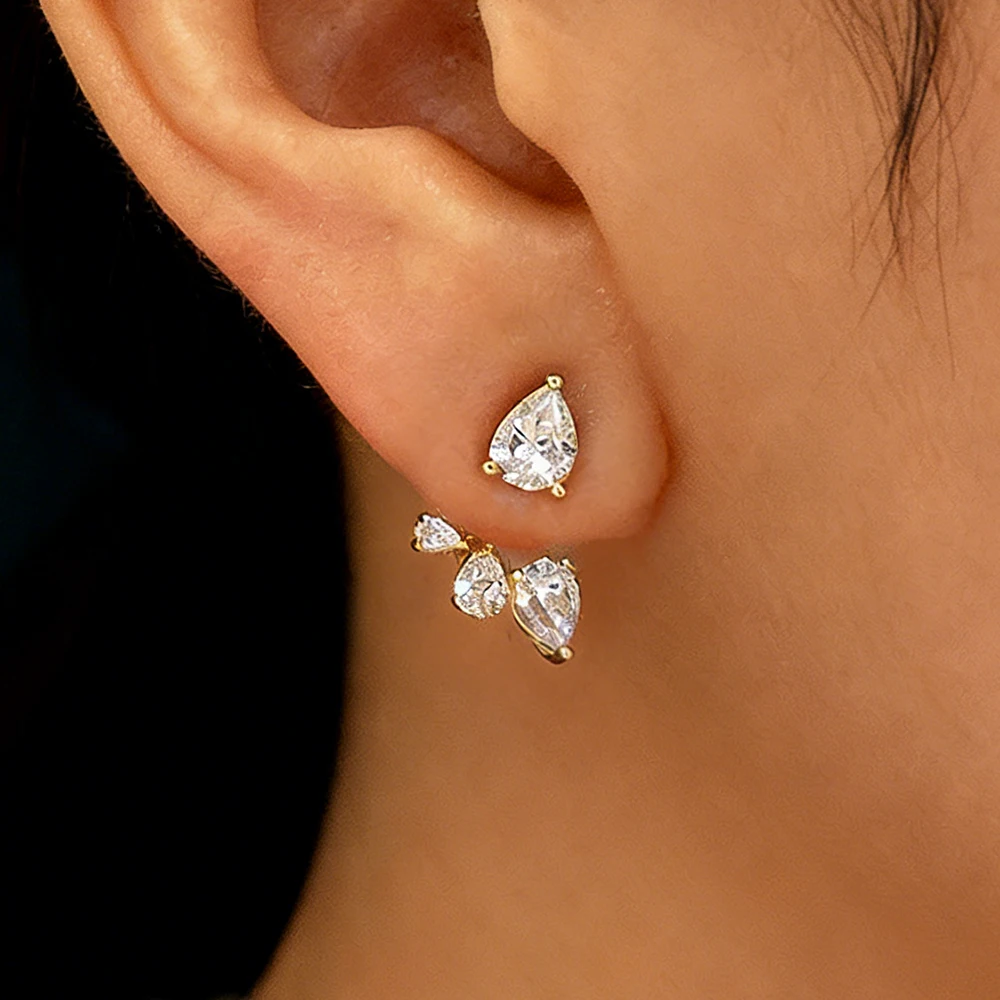 

3.84cttw Waterdrop Gradient Full Moissanite Drop Earrings for Women Pear Cut Sparkling Lab Diamond 925 Sterling Silver Jewelry