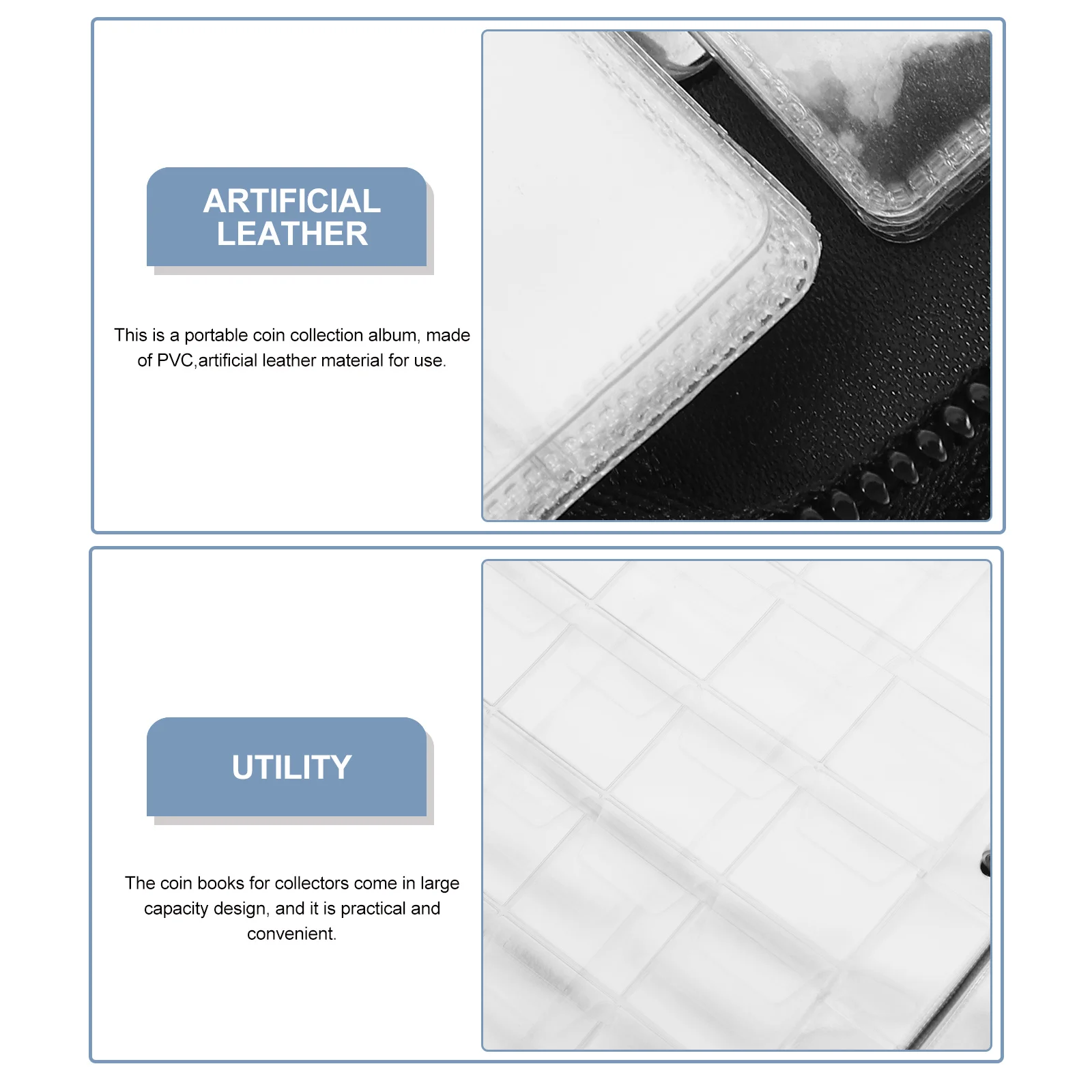 ألبوم تخزين العملات المعدنية، سعة كبيرة، حامل مجموعة العملات المعدنية المحمول المتين لرموز أرباع بيني، العملات التذكارية #4