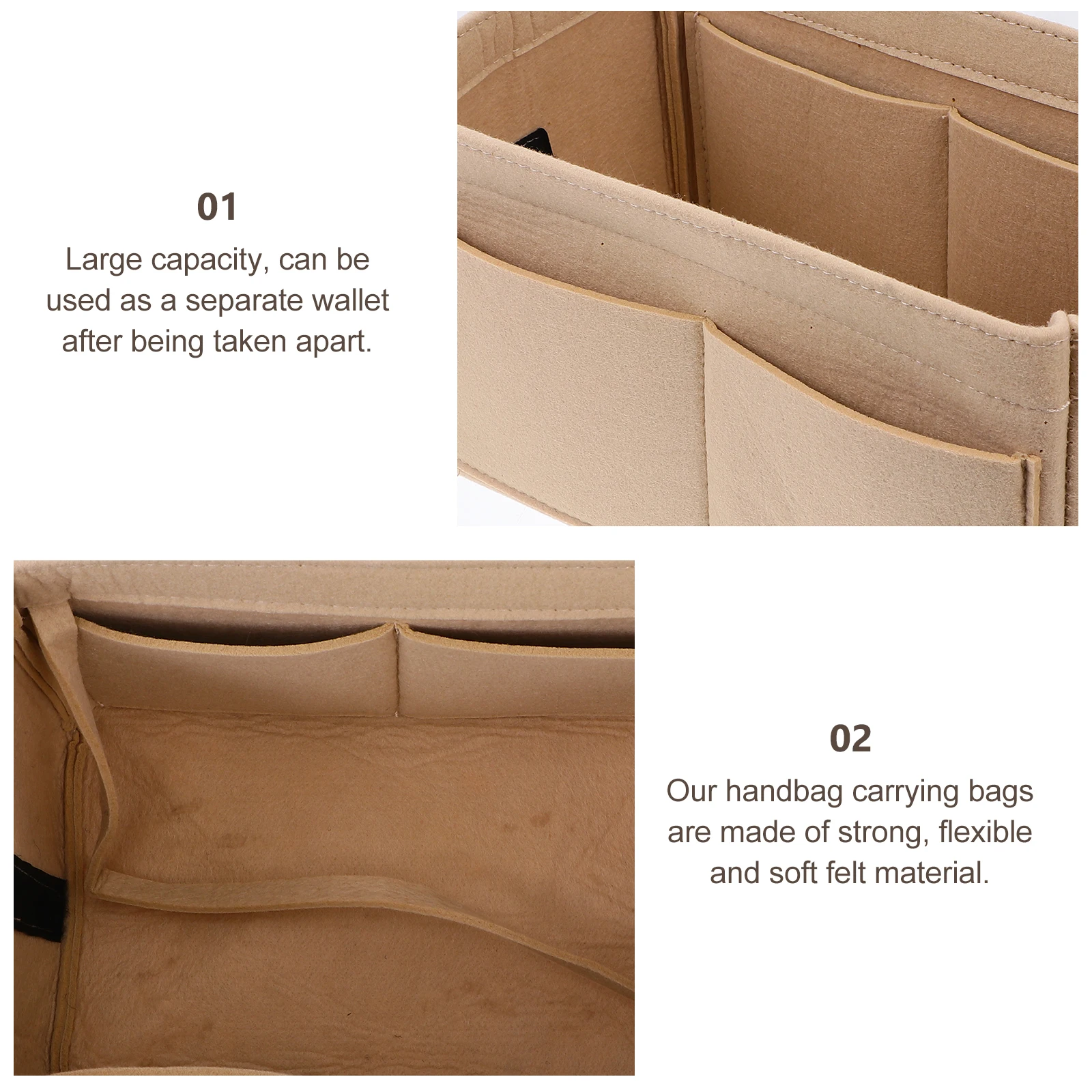 

Felt Bag Large Capacity Multi Space Portable Pencil Pen Pouch Stationery Bag Durable Lightweight Compact Organizer For