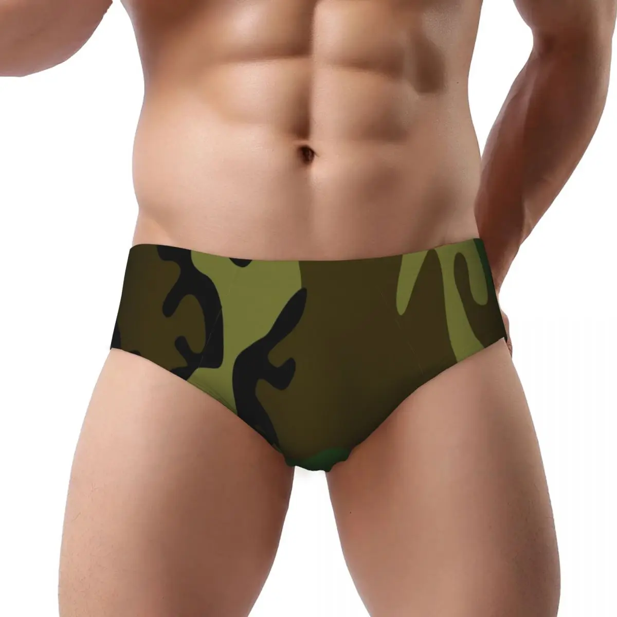 

Custom Men Woodland Camo Pattern Camouflage Panties Underwear Male Breathable Briefs Underpants