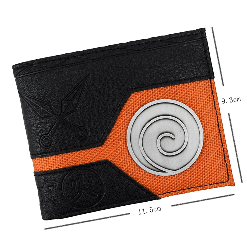 Kayou-Naruto Shippuden Metal Design Carteira, bolsa curta com bolso com zíper, legal