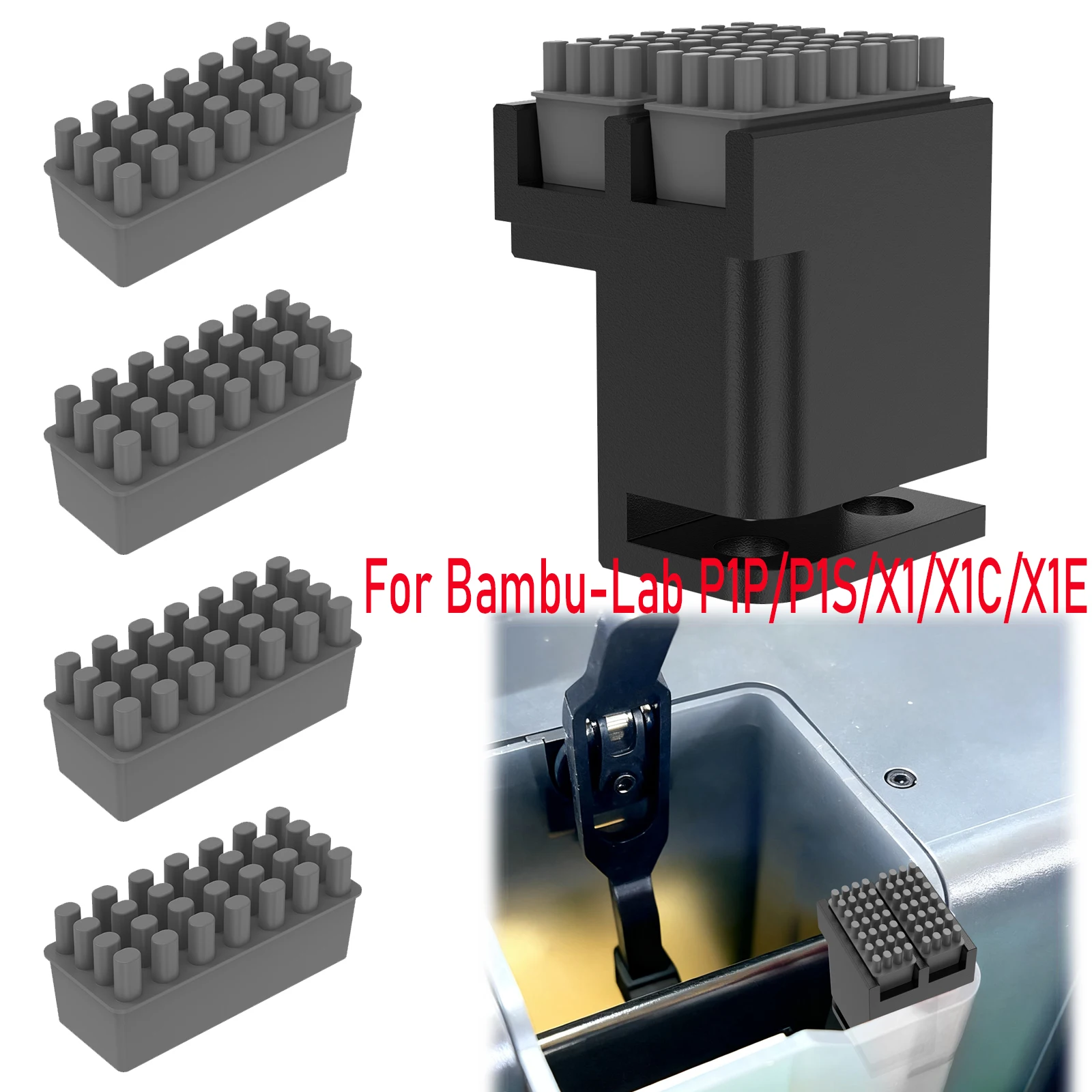

3D Printer Silicone Brush Nozzle Wiper for Bambu-Lab P1P/P1S/X1/X1C/X1E 3D Printers Nozzle Cleaning Kit, Silicone Brush Wiper