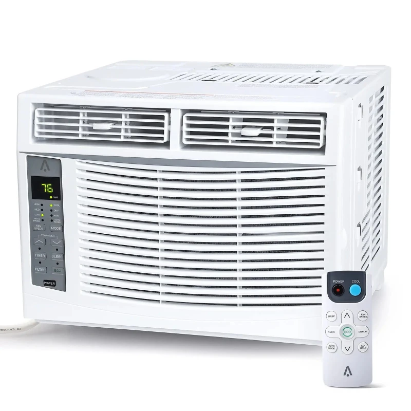 Ar Condicionado de Janela 6000BTU, Unidade de Ar Condicionado Inteligente com WiFi, Controle Remoto e por Aplicativo, Função Timer para Ambientes de até 350 Pés Quadrados, 115v/60Hz