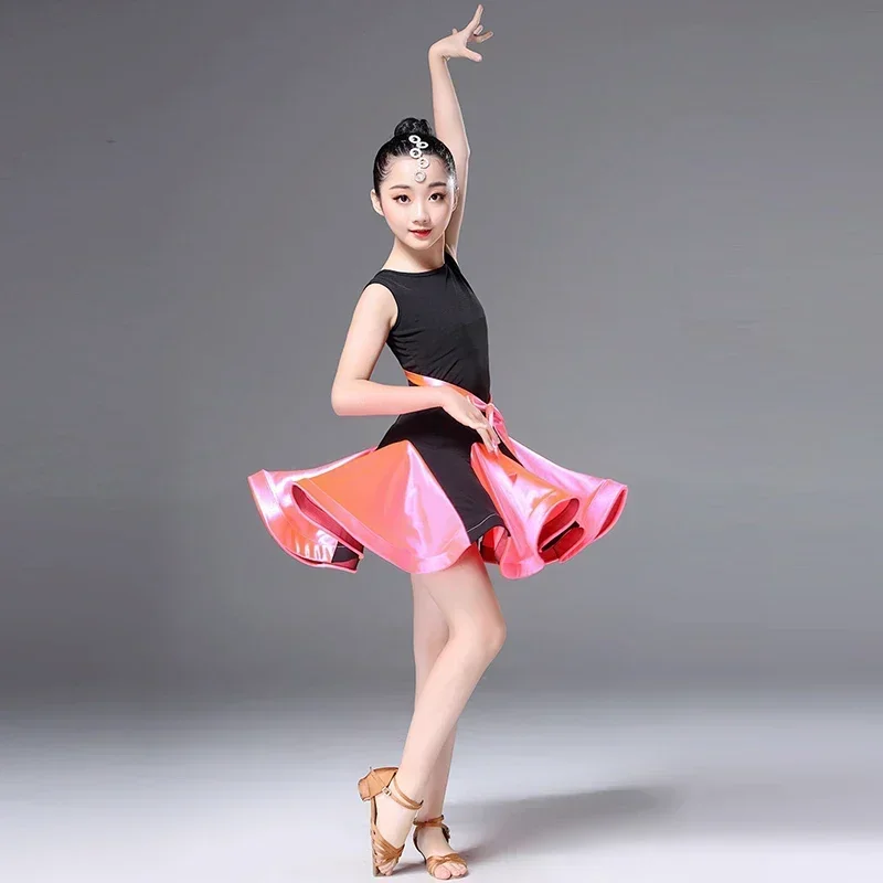 

Kids Latin Dance Dress Practice Dresses Leopard Latin Performance for Women Girls Spandex Competition Examination Dance Skirt