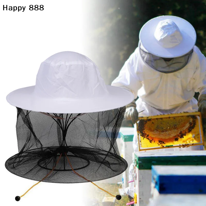 1 Piece Of Bee - Keeping Protective White Bee Hat With Veil Combo: A Bug Mesh Mask For Beekeeping Protection For Beekeepers
