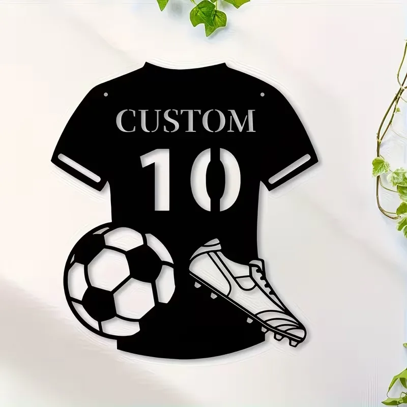 

Custom Metal Football Jersey Wall Art - Personalized Text, Construction for Indoor/Outdoor Decor, Perfect for Living Room