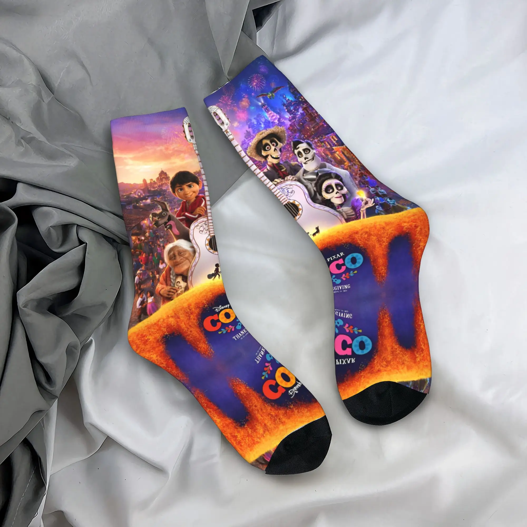 C-Coco Day of The Dead Cartoon Winter Warm Retro Women MenSocks Guitar Thankgiving Sweat Absorbing Skateboard Socks