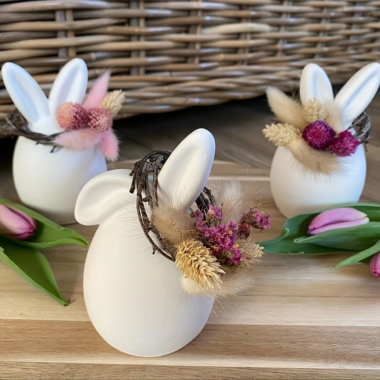 

Easter Bunny Candle Mold DIY Egg-shaped Rabbit Handmade Soap Aroma Candle Plaster Ornament Silicone Mold