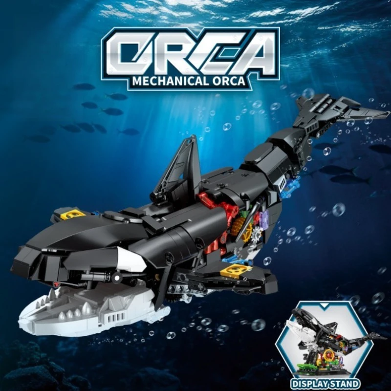 

2026 New Creative Mechanical Shark Building Blocks DIY Assembly Ocean Animal Model Toys Home Desktop Decor Best Gifts For Adults