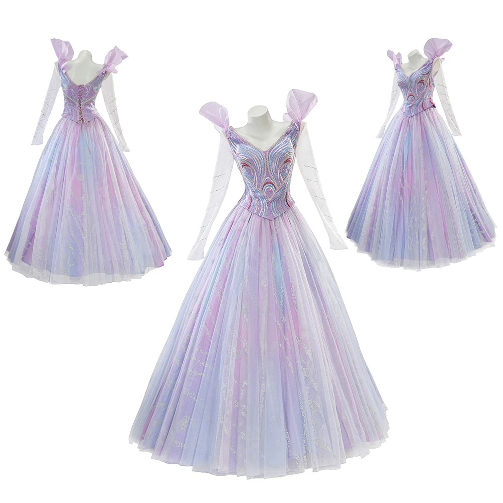 

New Movie Wicked 2 Glinda Cosplay Costume Princess Dress Crown Earrings Halloween Carnival Party Outfit for Women